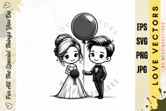 Designing Romance: The C4564 Wedding Couple & Love Vectors