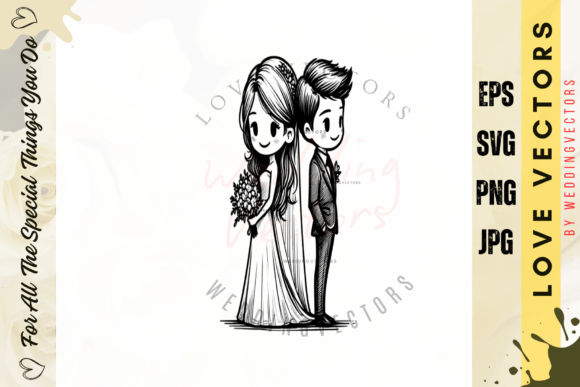 Elegant Wedding Couple & Love Vectors: C4268 Design Guide