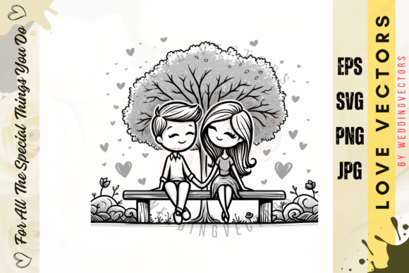 Love in Every Line: The Wedding Couple and Love Vectors Collection