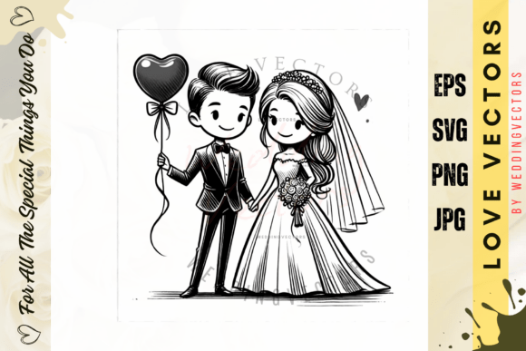 Soft Elegance Wedding Art: Love Vectors for Your Designs