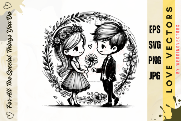 Wedding Couple and Love Vectors - C4367: A Design Asset for Storytelling