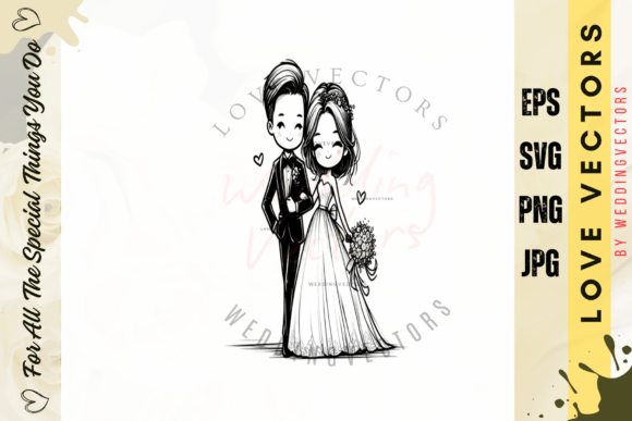 Wedding Couple and Love Vectors - C4602