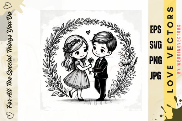 Wedding Couple and Love Vectors - C4828: Capturing Romance in Design