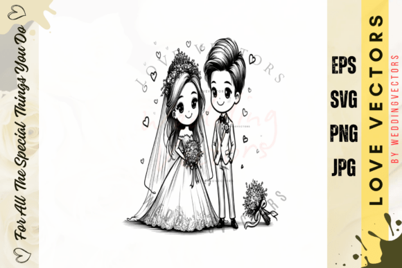 Wedding Couple and Love Vectors: Design with Heart