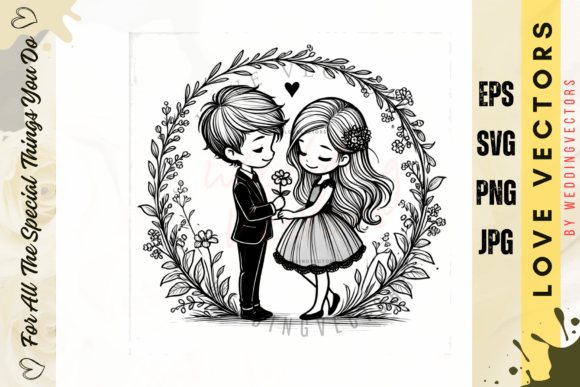 Wedding Couple and Love Vectors: Modern Romance in Design